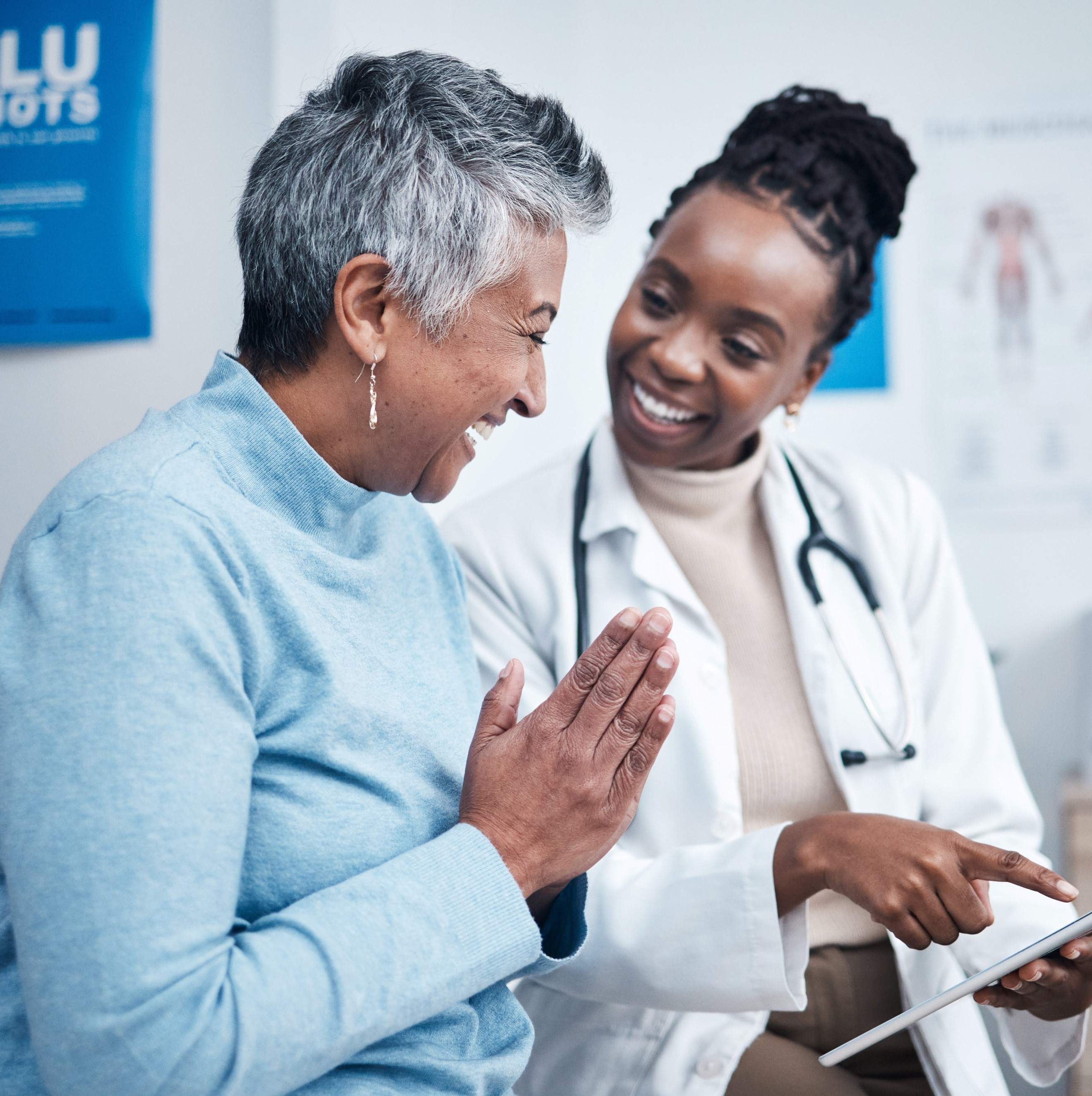 A doctor talked with her patient 